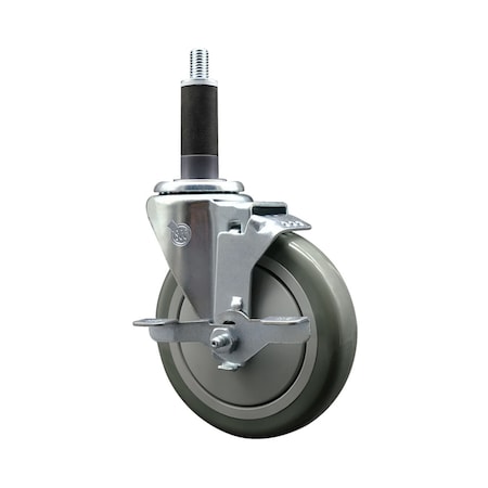 Service Caster 5'' SS Gray Poly Swivel 1'' Expanding Stem Caster with Brake SCC-SSEX20S514-PPUB-TLB-1